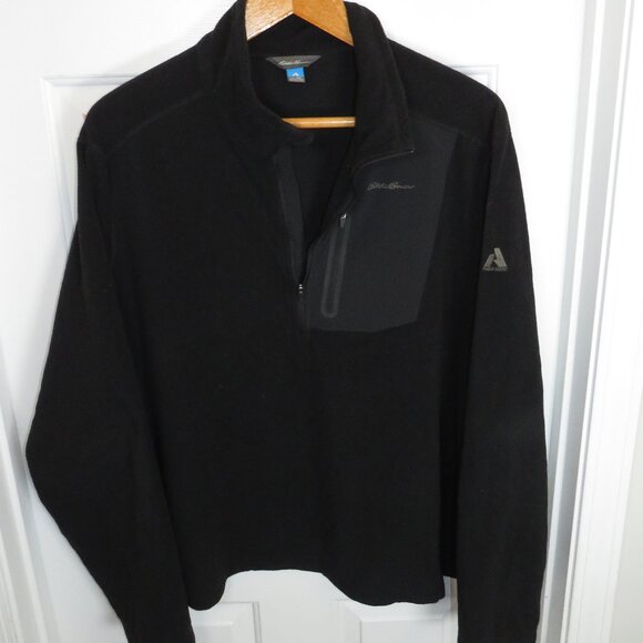 Eddie Bauer First Ascent Fleece Pullover Mens Size 3XL Solid Black 1/4 Zip - Picture 1 of 5